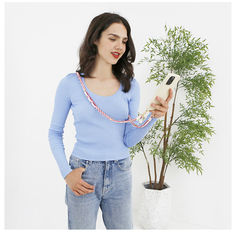 Niche Crossbody Téléphone portable Charm Handmade Weave Vintage Style Pastoral Non-héritage Main