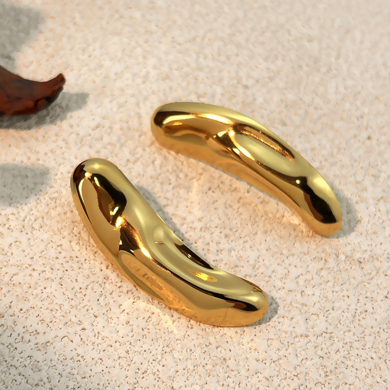 18K Acier inoxydable plaqué or Géométrie Finition simple Boucles d'oreilles Femmes Européen Et l'Amérique
