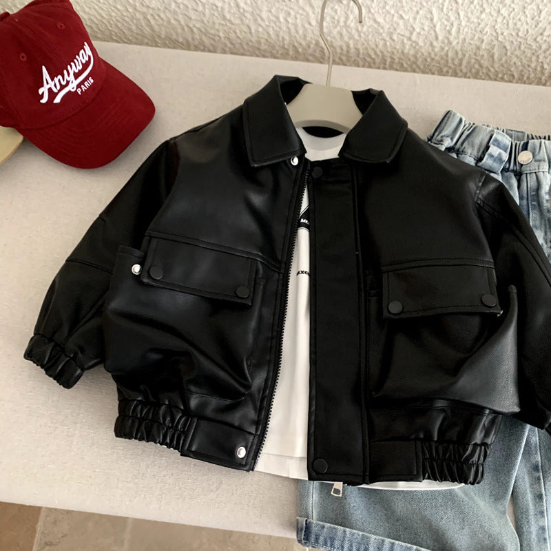 Beau et cool veste en cuir garçon