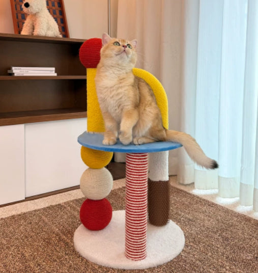 Arbre de chat compact tout-en-un en forme de U qui permet d'économiser l'espace