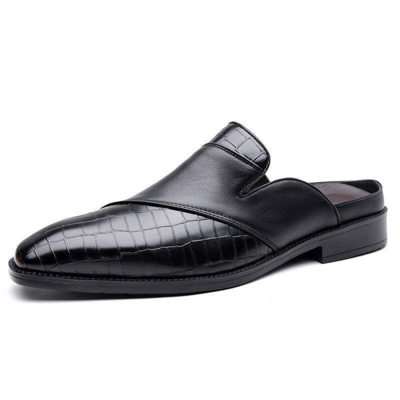 Hommes pointu-orteil cuir demi-chaussons sans un talon pour l'usure extérieure