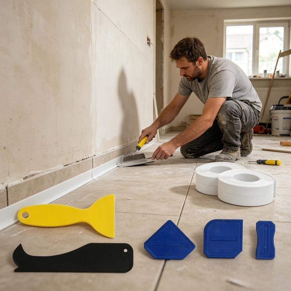 Ensemble d'outils de grout 3 pièces avec bandes de grout et gratteur pour les rénovations à domicile