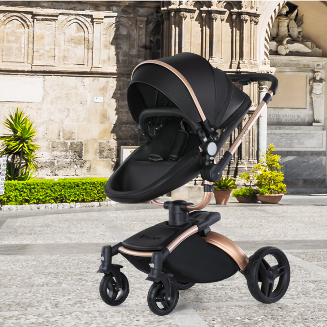 Grand paysage Poussette bébé Rotation à 360 degrés 3-en-1 Panier pliable