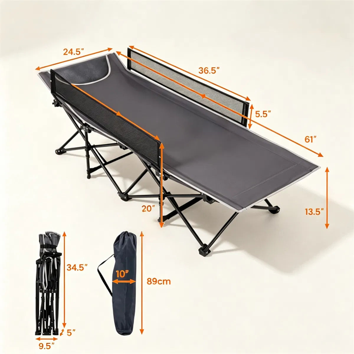 Lit de camping sans assemblage gris Portable pour tout-petit
