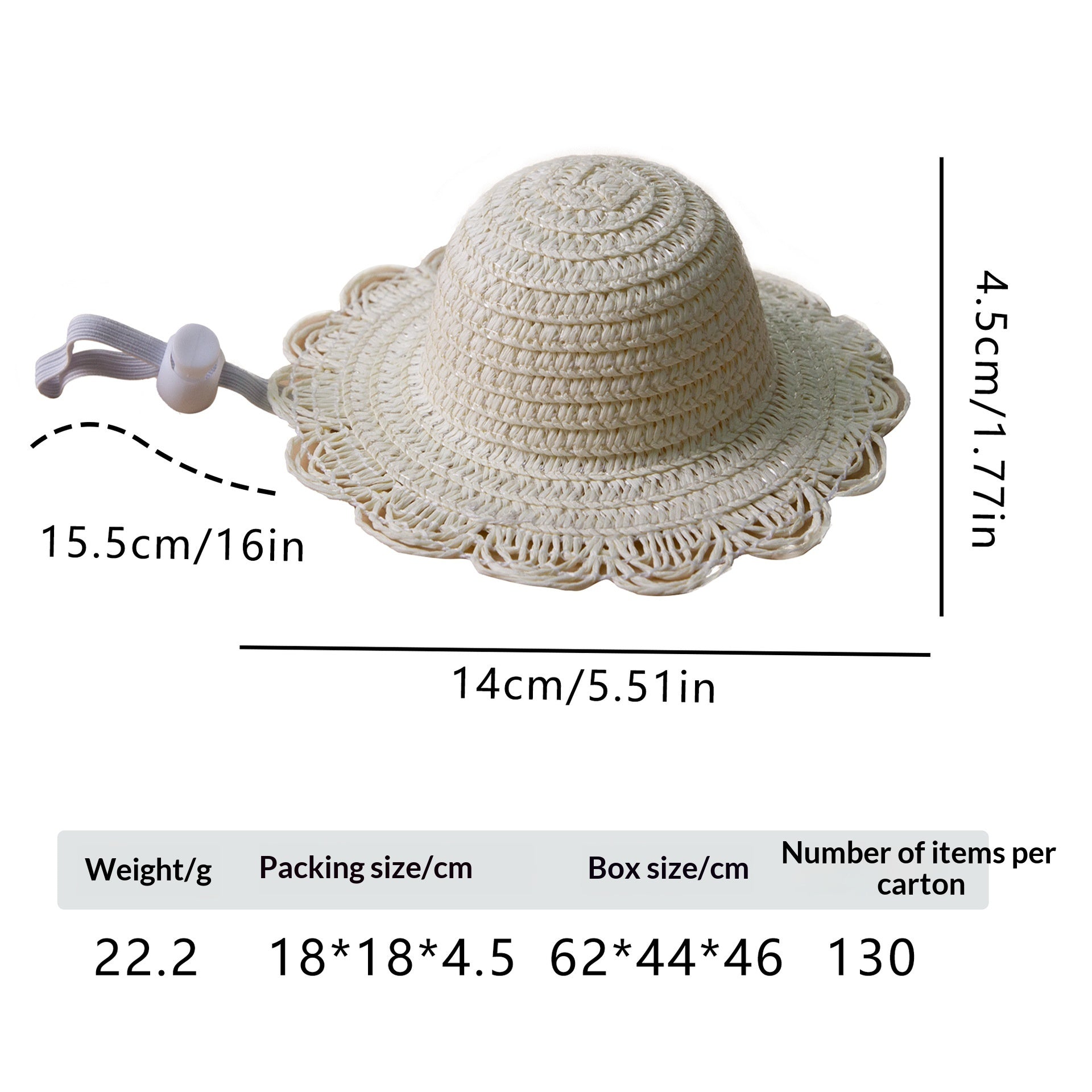 Pet Sunshade Cat Sun Protection Mini Chapeau de paille