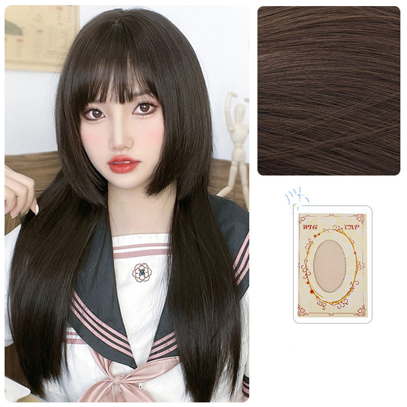 Princess Cut Wig Femme Long Coiffure Simulation Net Rouge