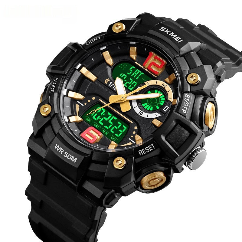 Black Gold Multi-fonctionnel Waterproof Homme Montre électronique