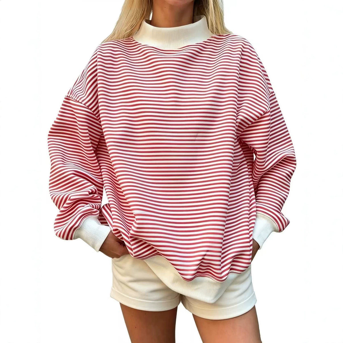 European And American Women's Clothing Amazon Autumn Fashion Casual Striped Long-Sleeve Pu