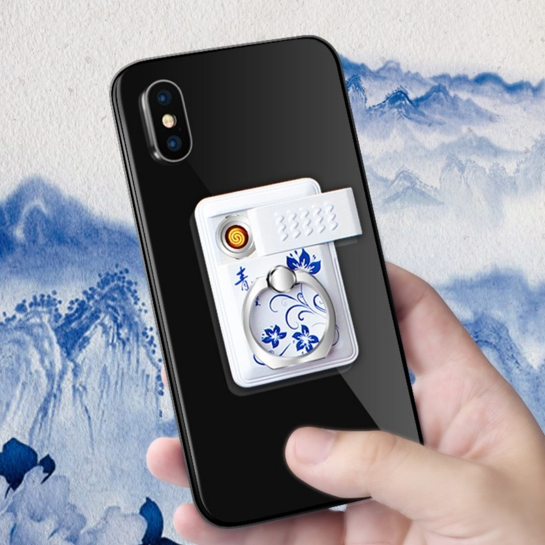 Multifonctionnel Portable Bleu et Blanc Porte-Téléphone Porcelaine Cigarette Lighter