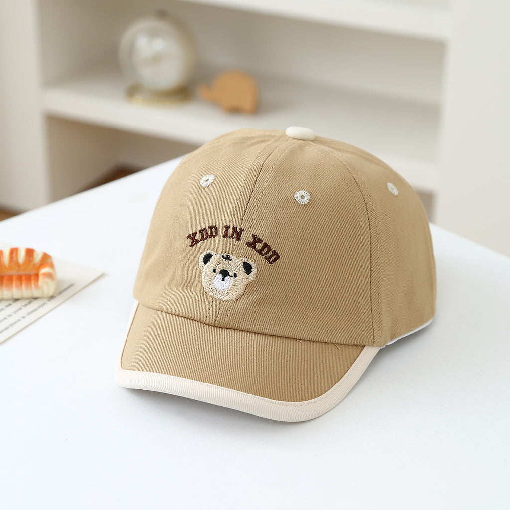 Summer Retro Casquette de baseball pour enfants brodée à l'ours cartoon de style collégial - Mignon Baby-fr