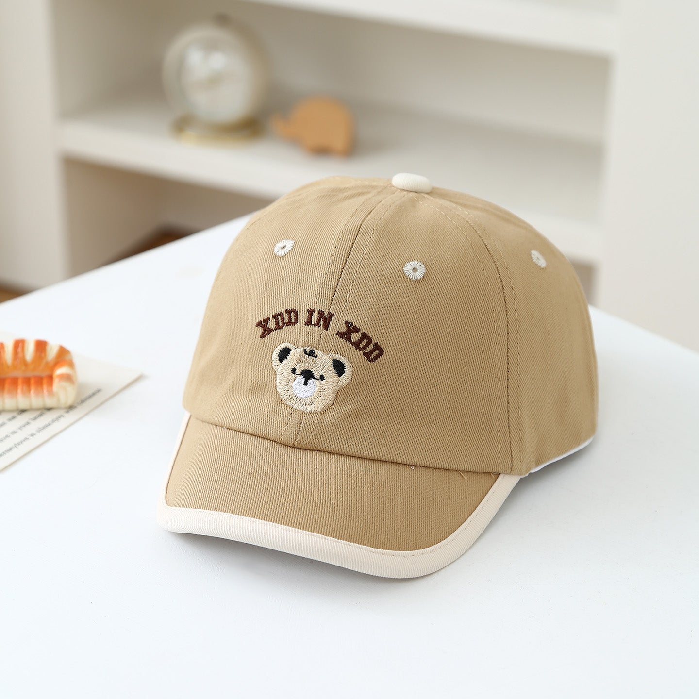 Summer Retro Casquette de baseball pour enfants brodée à l'ours cartoon de style collégial - Mignon Baby-fr