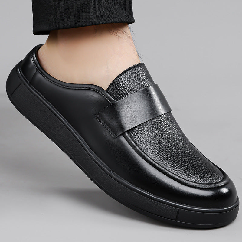 Chaussures casuales à point bas à bout large avec dessus de cowhide