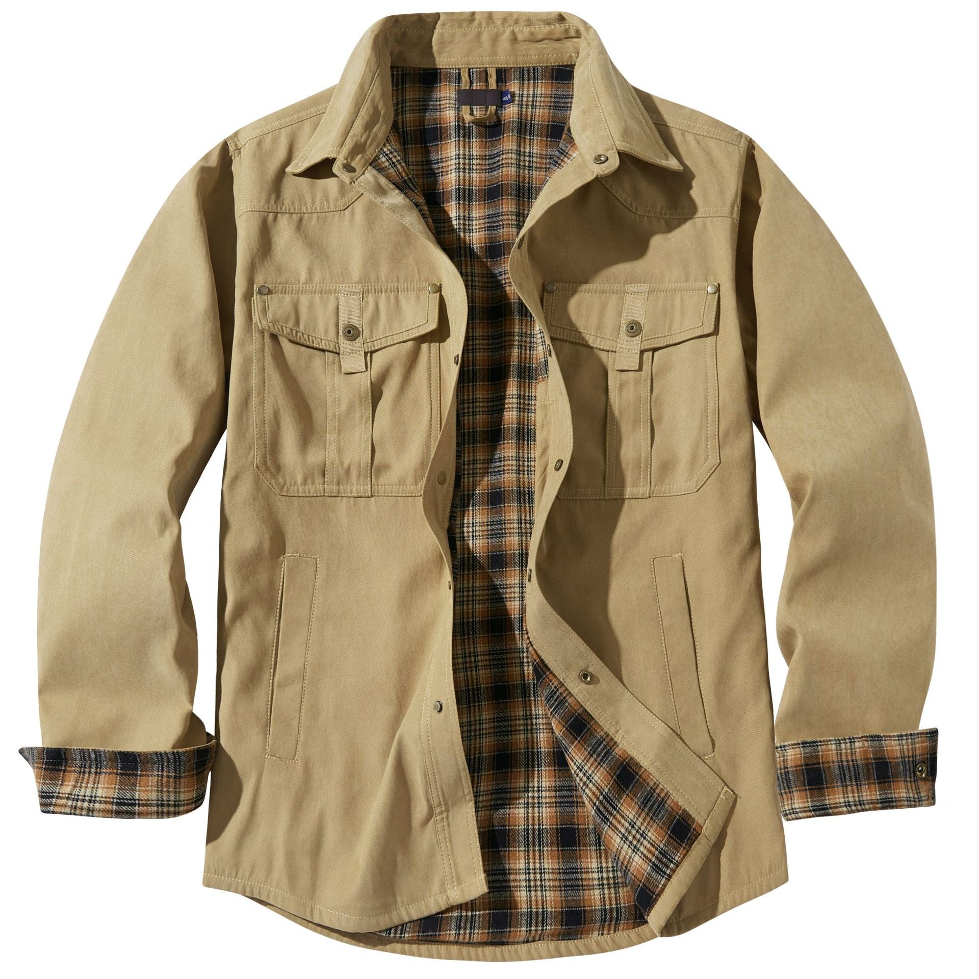 Homme Plus Taille Laps Plaid Flannel Casual Veste European American Retro Western Style Jac