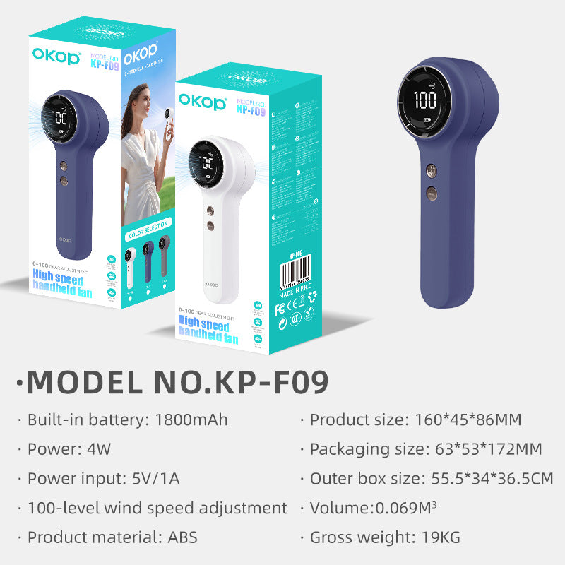 KP-F09 Ventilateur de bureau portatif le mieux vendu Affichage numérique Longue durée de vie de la batterie