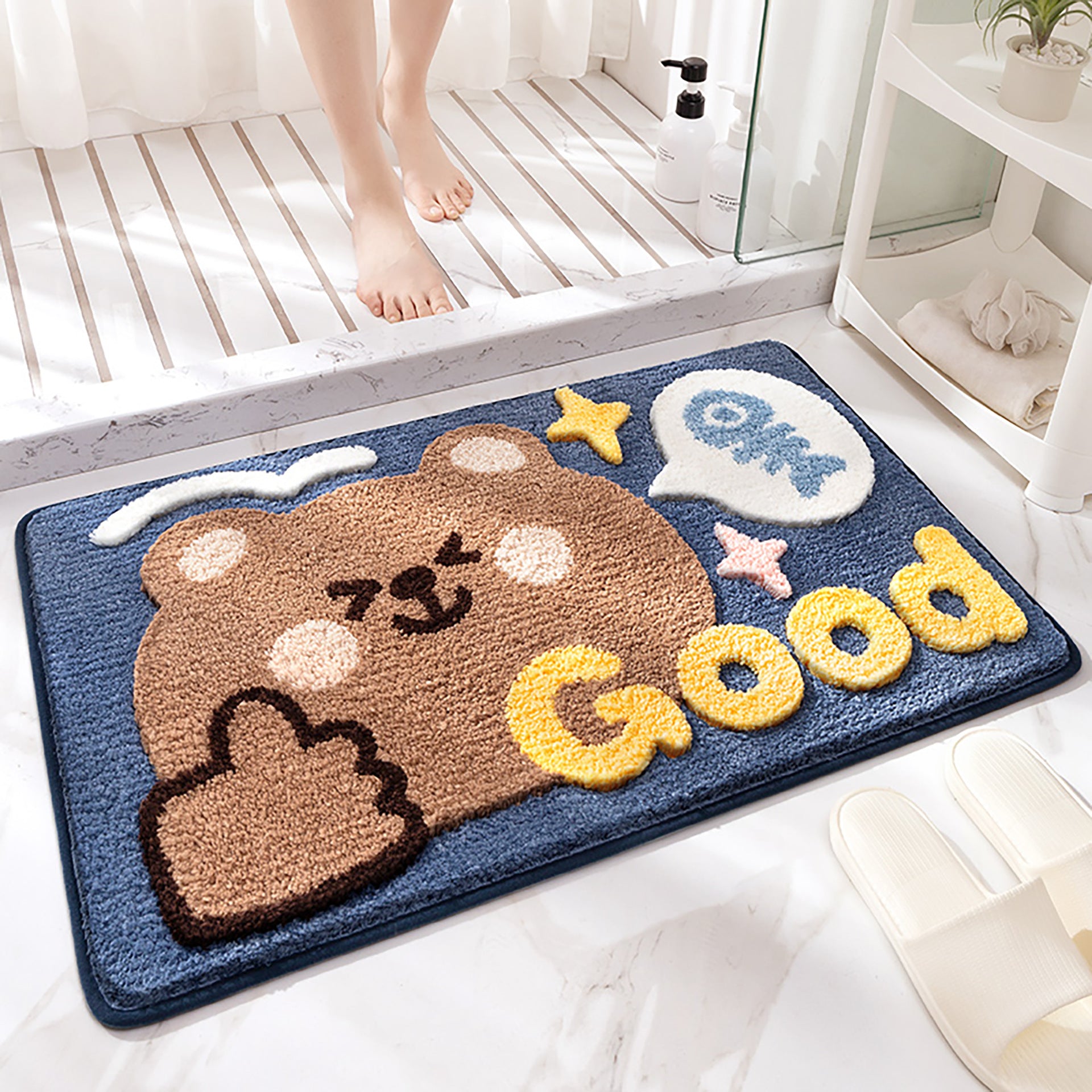 Flocked Home Doormat Salle de bain Rug Absorbent Mat antidérapant Chambre à pied Pad