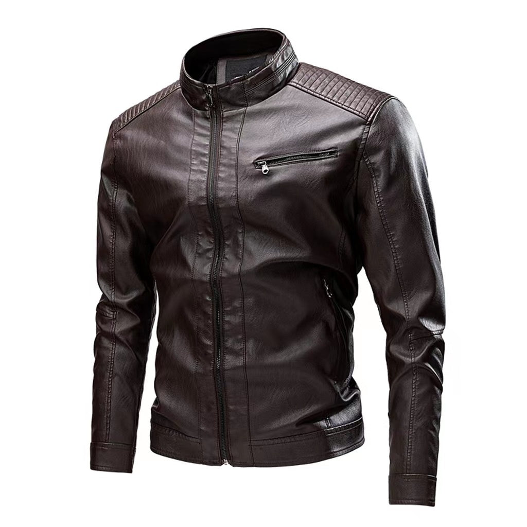 Printemps et automne Casual vêtements en cuir pour hommes couture moto rétro mode cuir