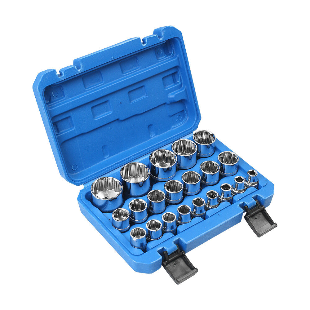 21 Pcs Multi-Tooth Set 12 Points de verrouillage de vitesse Spline Socket Set de clé 8-36mm
