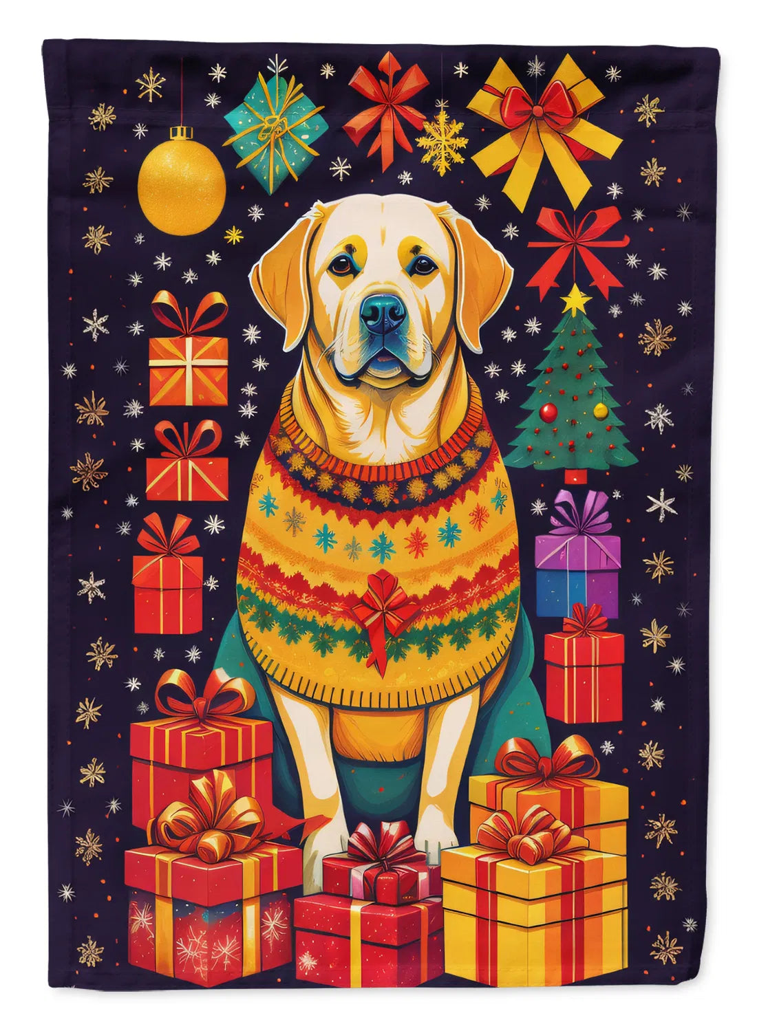 Labrador Retriever Vacances Maison de Noël Drapeau Grand Porc Manches Pole décoratif à l'extérieur