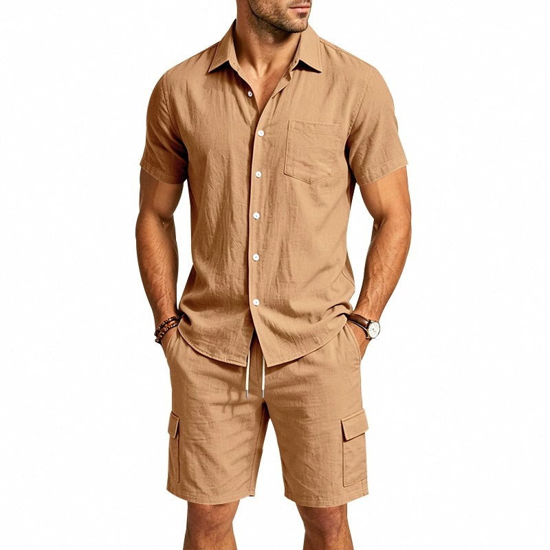 Hommes Linge de maison Chemise à manches courtes et ensemble de shorts de travail