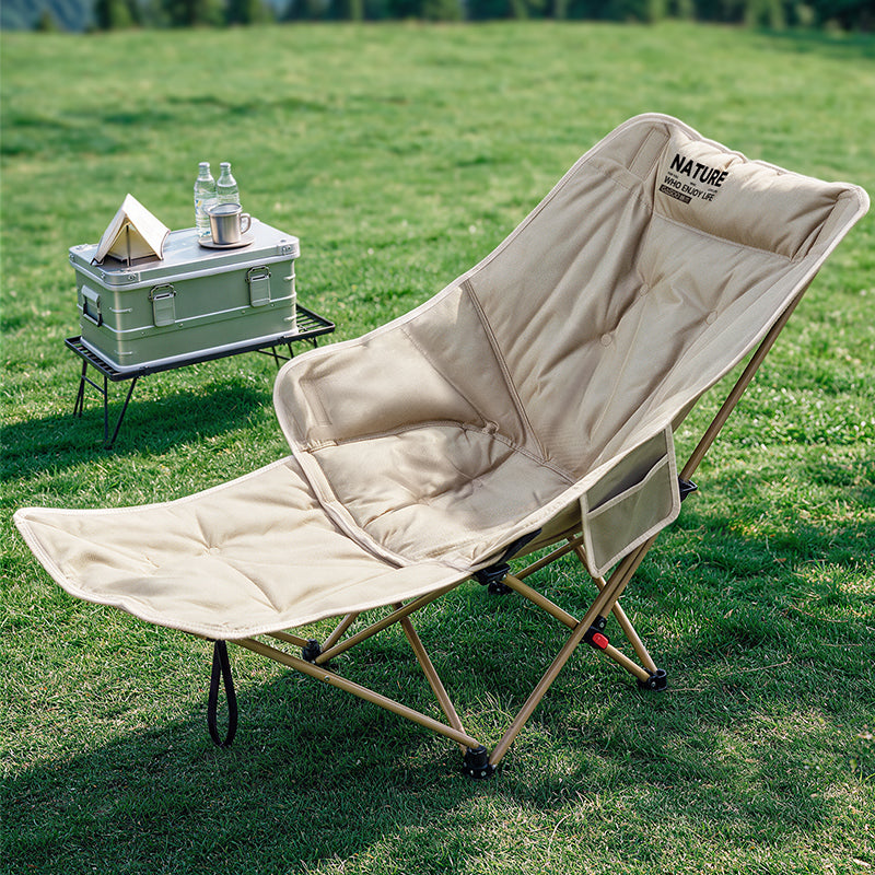 Chaise de camping pliante avec repose pied amovible