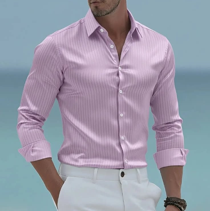 Chemise rayée manches longues pour hommes