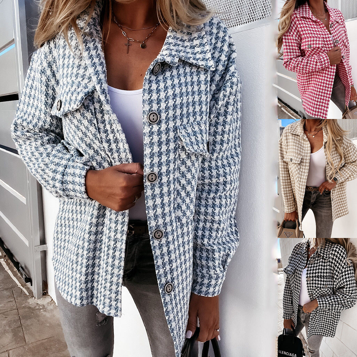 Manteau en laine imprimé à la main
