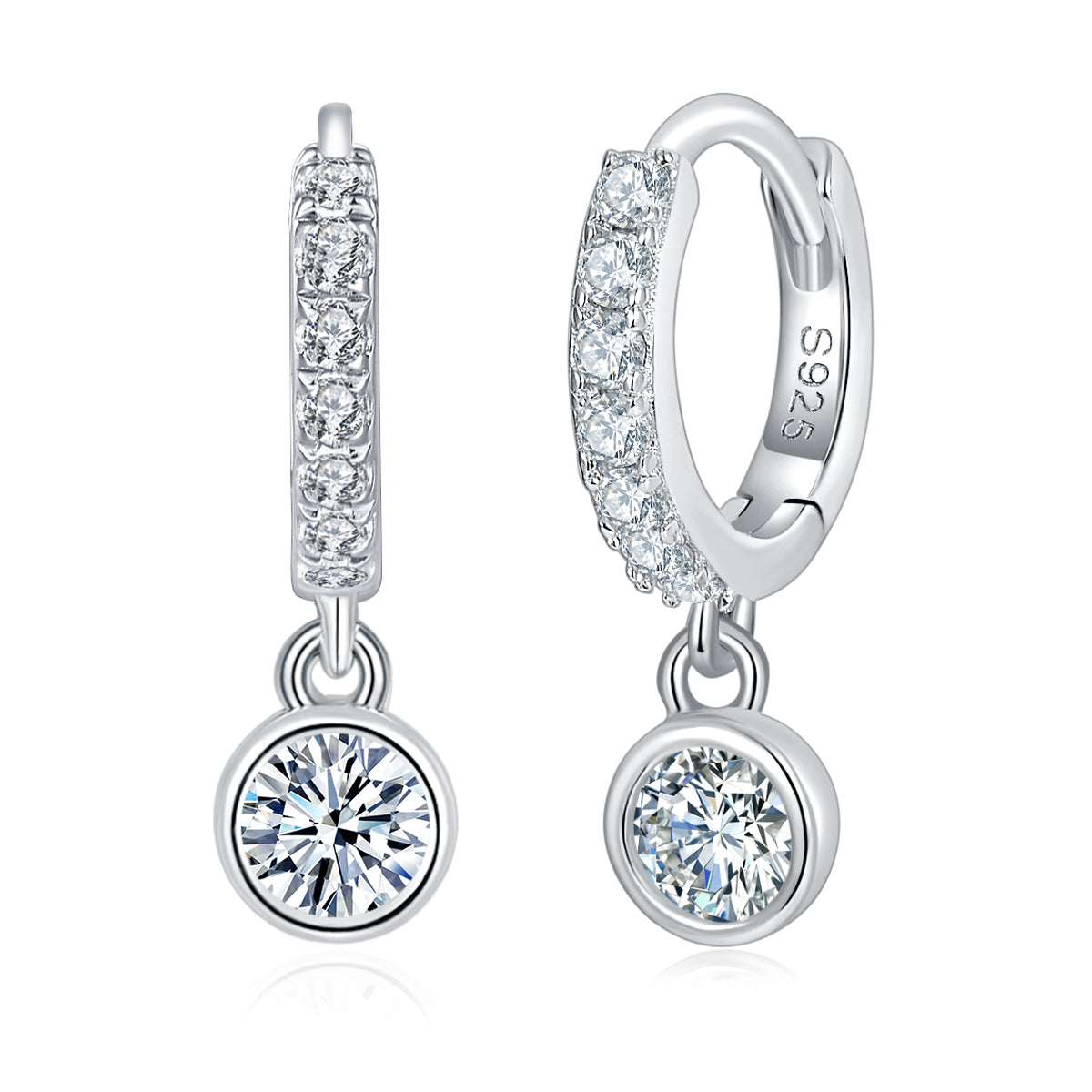 S925 Sterling Silver Moissanite Hoop Earrings with GRA Certificate