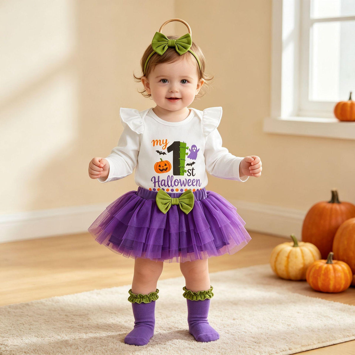 Ensemble de jupes Halloween à manches longues Romper Tulle