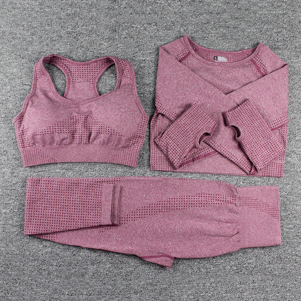 Top à manches longues et pantalons de soutien-gorge en trois pièces