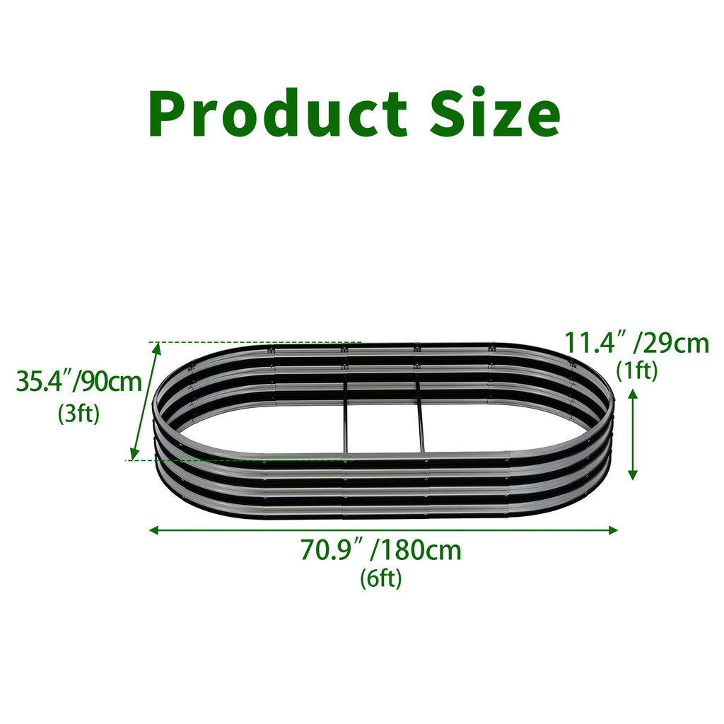 Lit de jardin galvanisé 6x3x1ft - Boîte de planteur métallique pour légumes