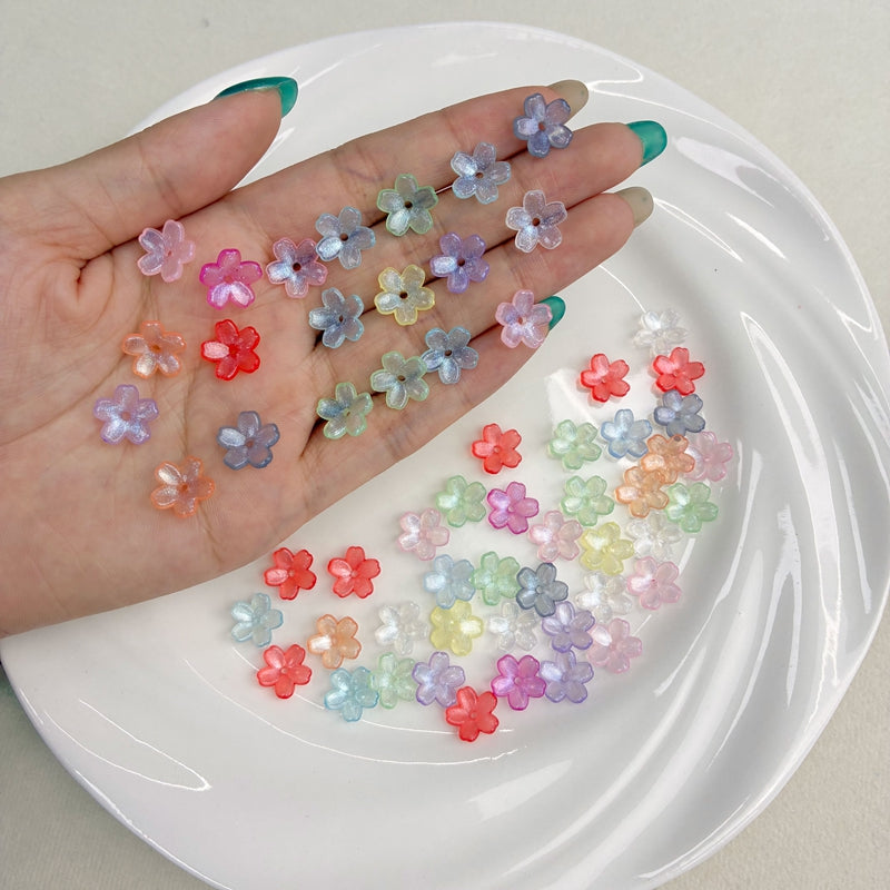 11mm Perles de fleur en acrylique 5-Petal Glitter