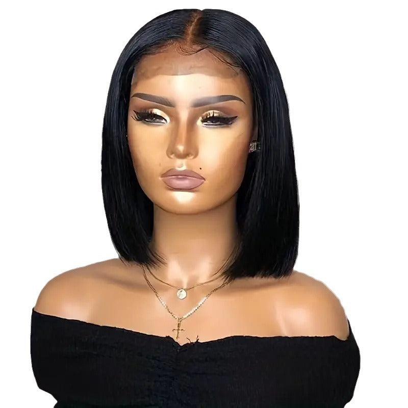 Shangqian Lace Trim Golden Middle Parted Bangs Perruque pleine tête