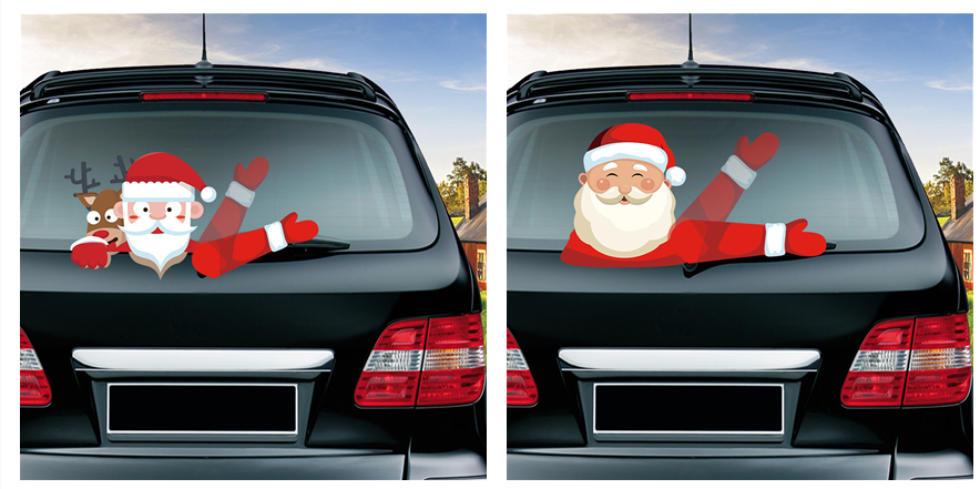 Populaire essuie-glace Santa Claus autocollant peut enlever la voiture arrière essuie-glace Sticker Car Sti