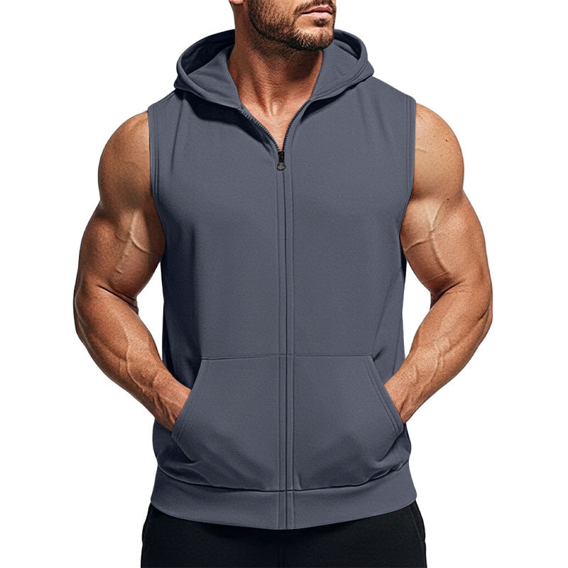 Men's Sporty Zip-Up Sleeveless Jacket