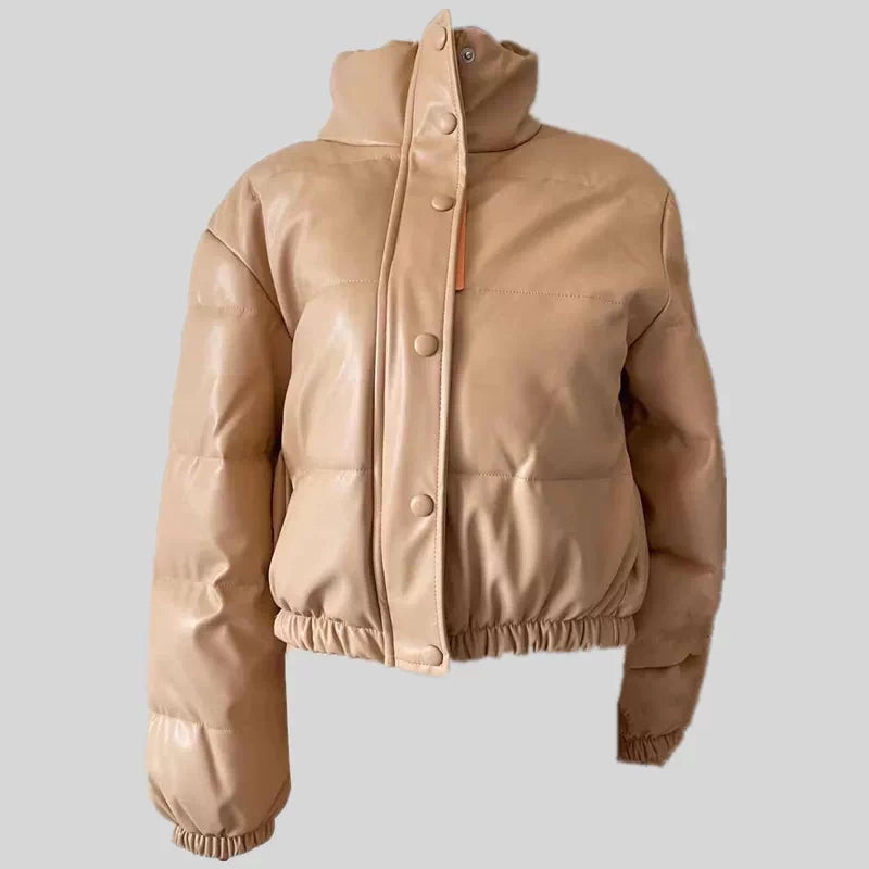 Manteau de Parka en cuir épais et chaud pour femmes