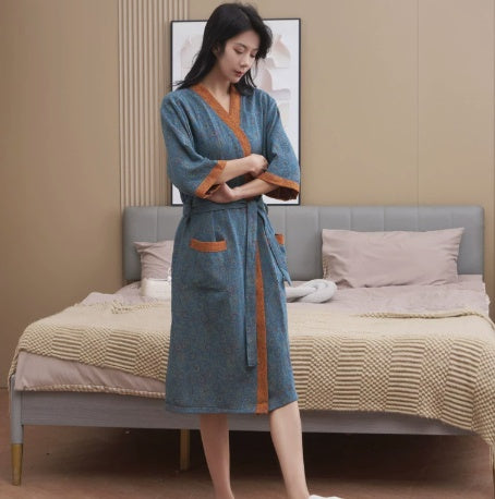 Coton Double couche Gauze peignoir mince pyjama d'été Lunettes de nuit