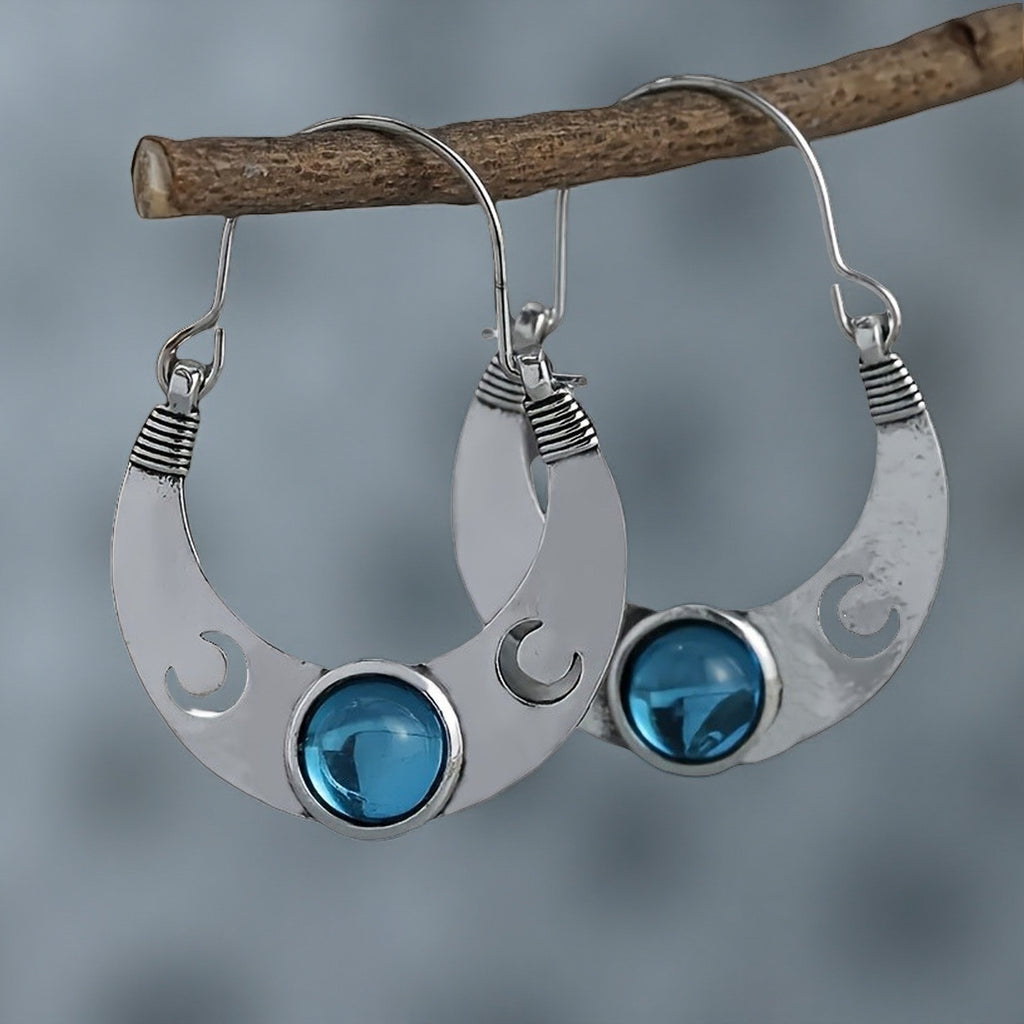 Boucles d'oreilles Vintage Moon Saphir pour femmes