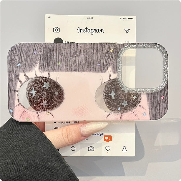 Cute Doodle Star avec grand yeux cas de téléphone dur créatif