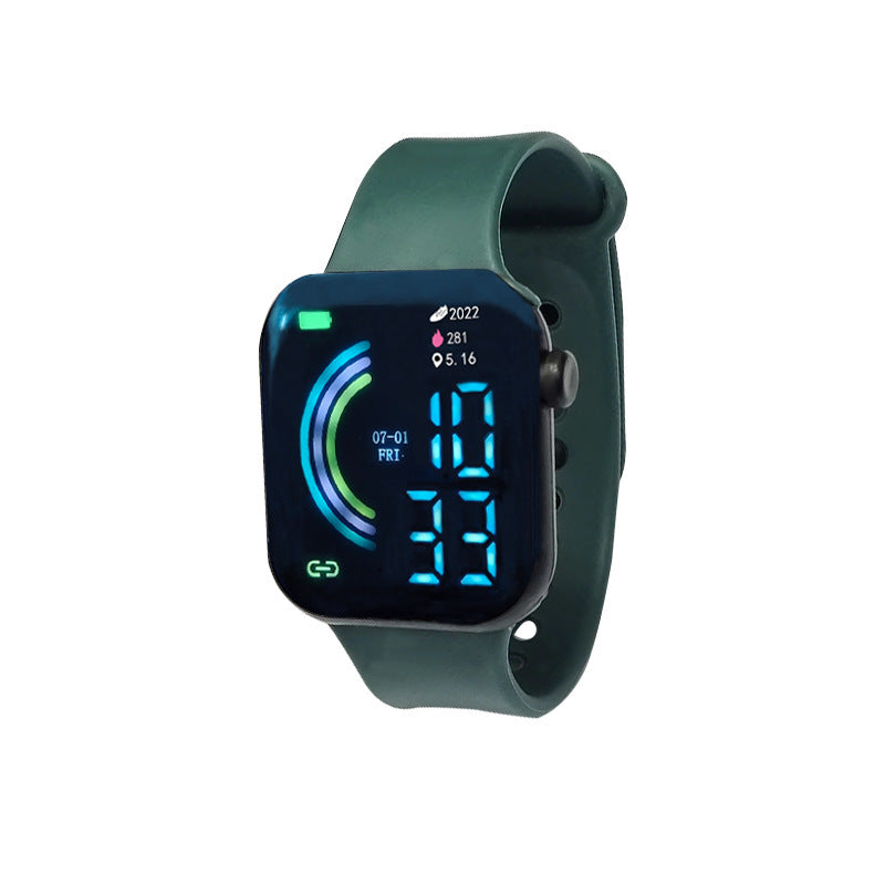 Grande écran carré Étudiant couple Sports Led montre
