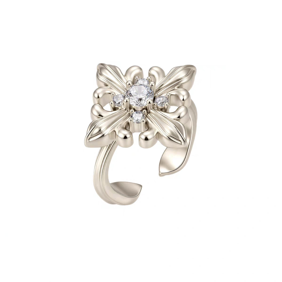 Trois lignes horizontales Bijoux Iris Fleur Anneau Lumière Titanium Dentelle Hollow Maillard Lumière