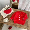 L'automne pour les enfants Sweet Baby Girl's Jacquard Red Knitted Coat Cardigan