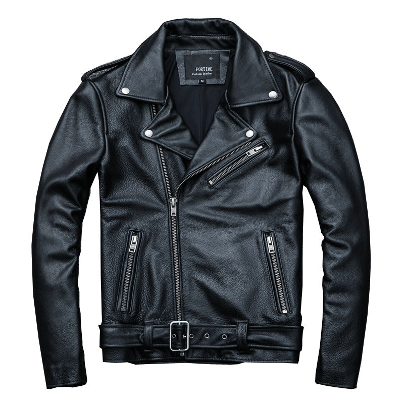 Veste en cuir de motard en cuir pur