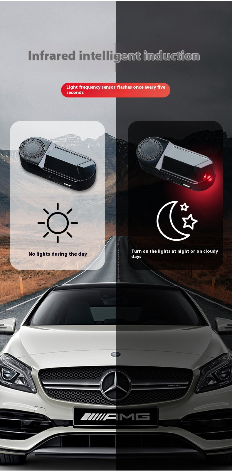 Aromathérapie de lumière d'avertissement solaire automobile
