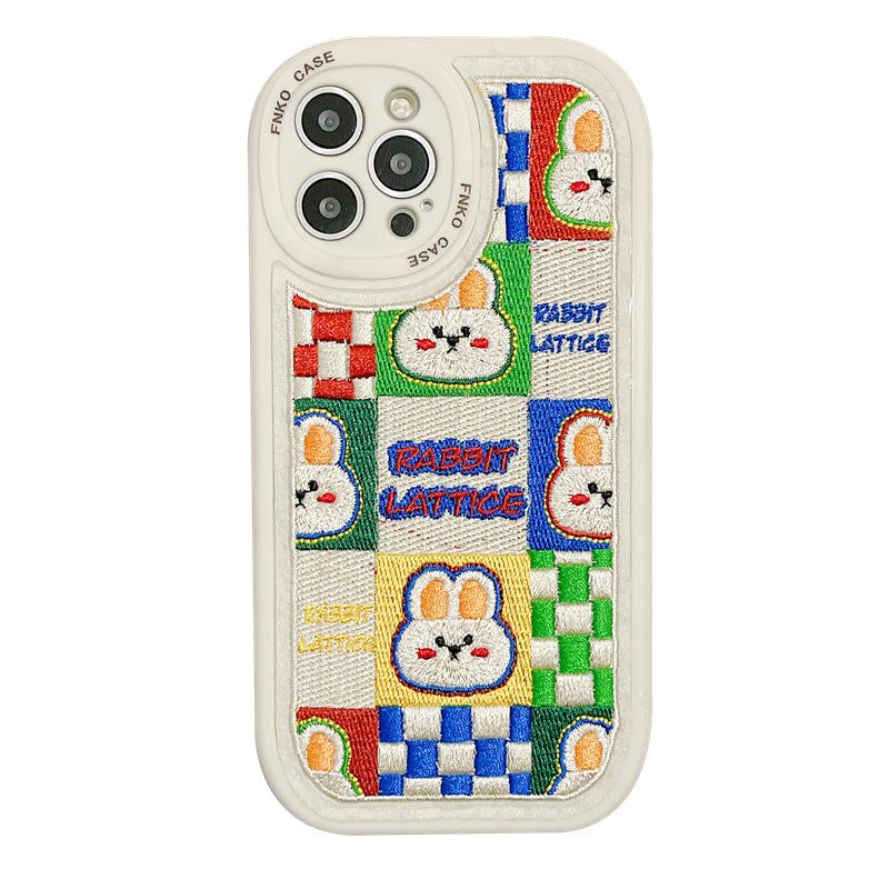 Mignon ours brodé et lapin cas téléphone