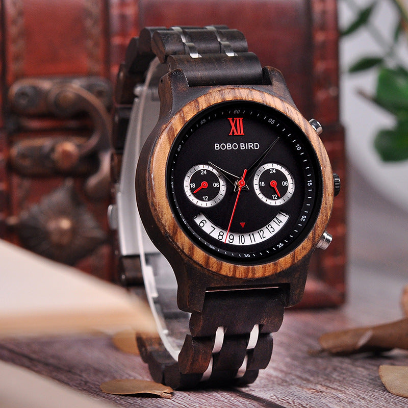 Montre à quartz en bois classique en bois
