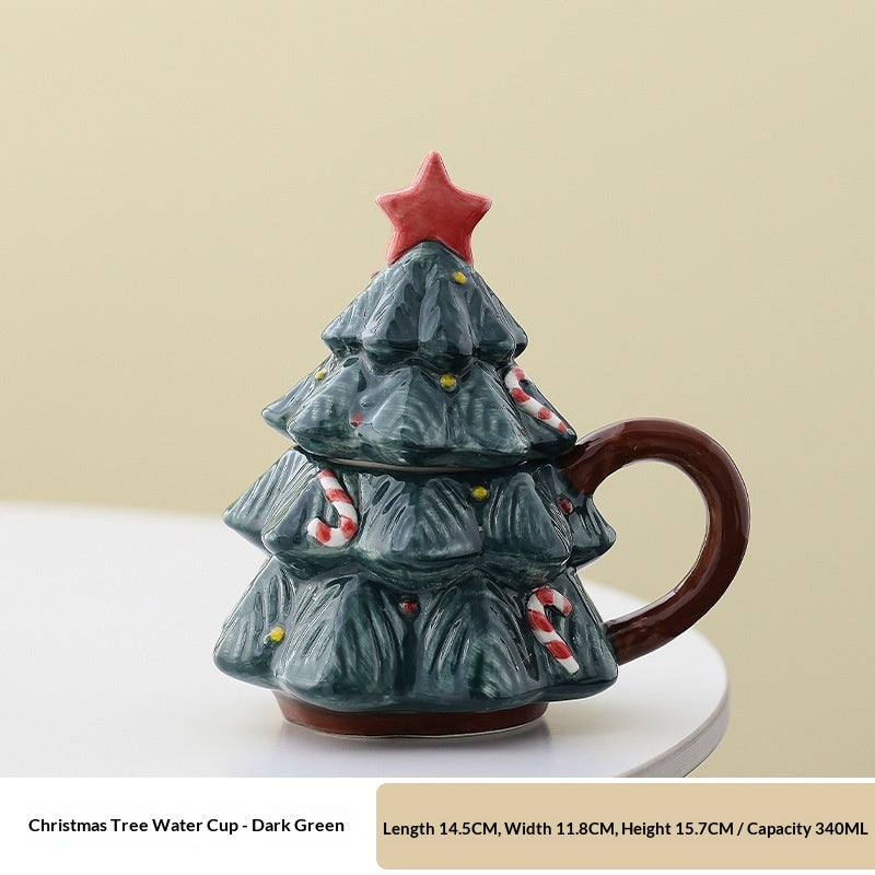 Mug en forme d'arbre de Noël en céramique - Coupe de café festive pour décoration maison et cadeau