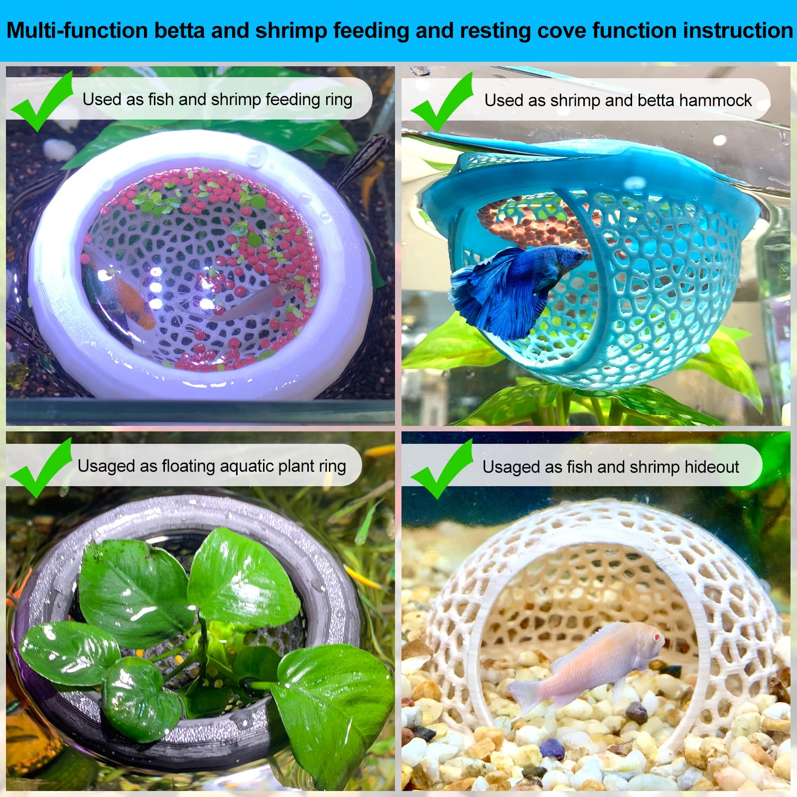 2pcs White Floating Betta Fish Hammock Bed
