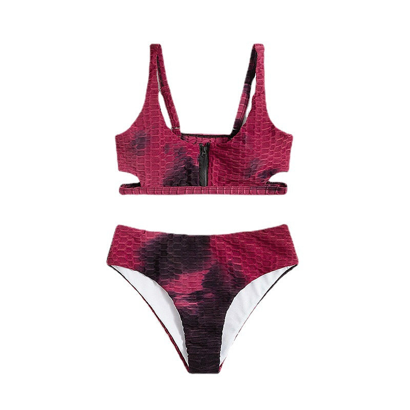 Gradient Sexy Zipper Maillot de bain deux pièces