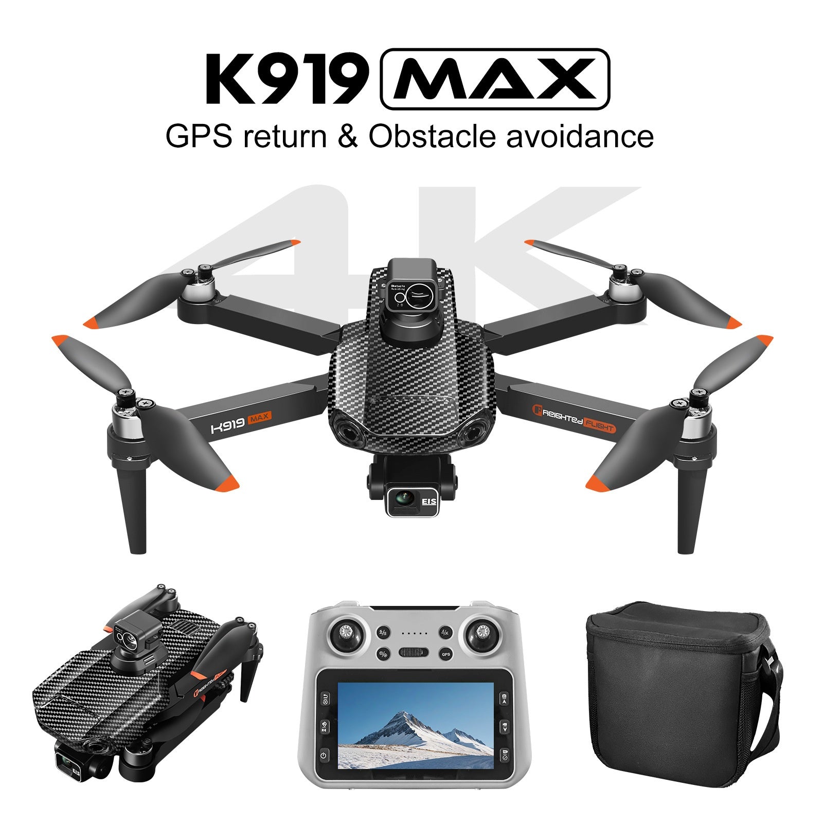 3 axes 4K avec contrôle d'écran et évitement des obstacles pour la photographie aérienne