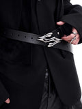 Ceinture en cuir deux couches en métal pour hommes
